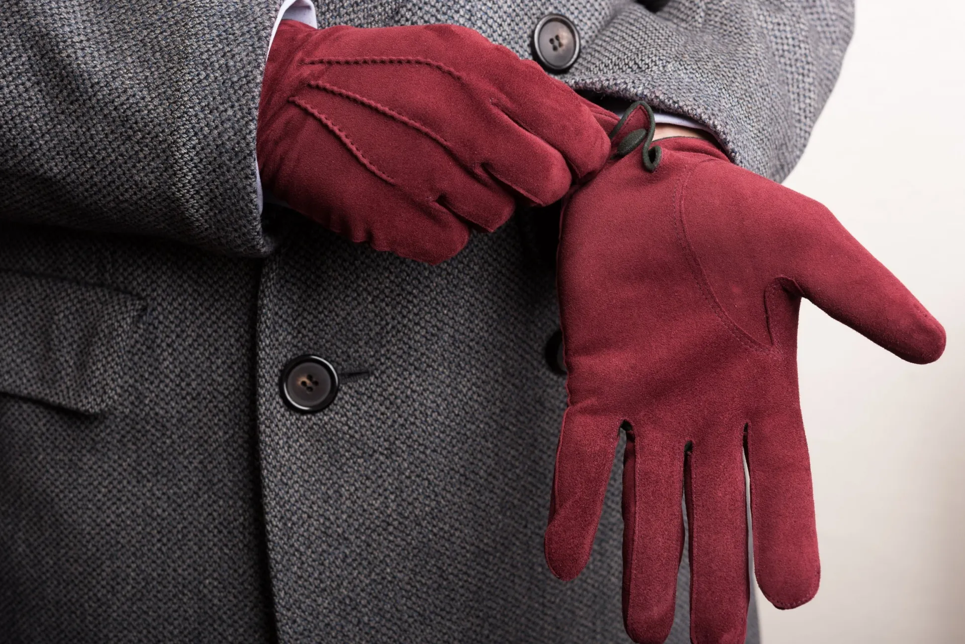 Burgundy Suede Unlined Leather Gloves