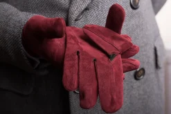Burgundy Suede Unlined Leather Gloves