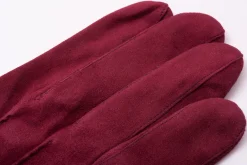 Burgundy Suede Unlined Leather Gloves