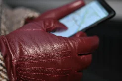 Burgundy Touchscreen Lamb Nappa Leather Dress Gloves