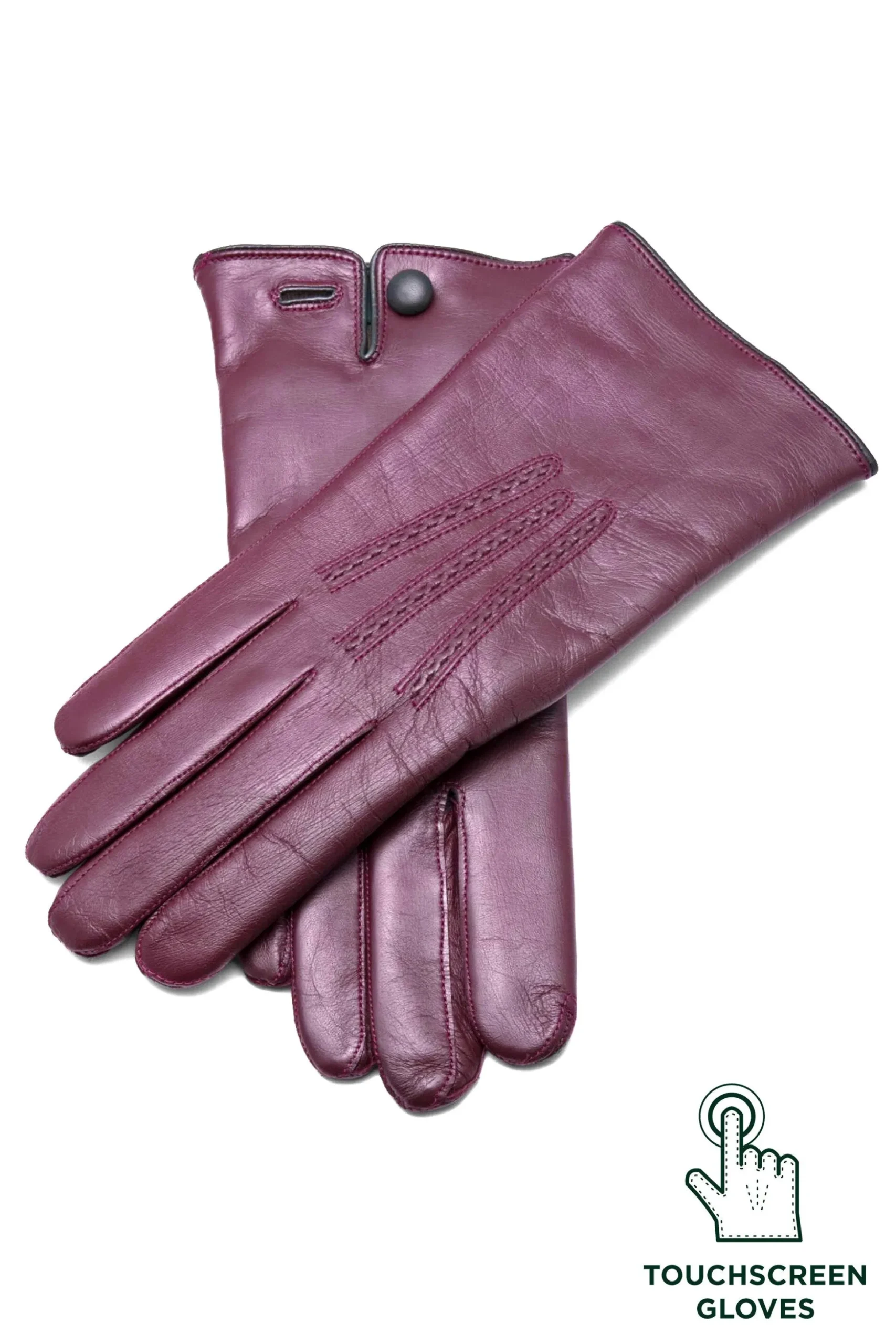 Burgundy Touchscreen Lamb Nappa Leather Dress Gloves
