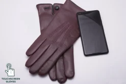 Burgundy Touchscreen Lamb Nappa Leather Dress Gloves