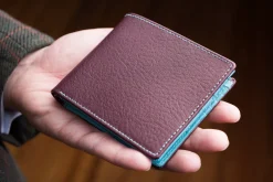 Burgundy & Turquoise 10 Card Deerskin Leather Wallet