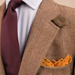 Burgundy & White Polka Dot Jacquard Silk Tie