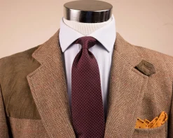 Burgundy & White Polka Dot Jacquard Silk Tie