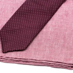 Burgundy & White Polka Dot Jacquard Silk Tie