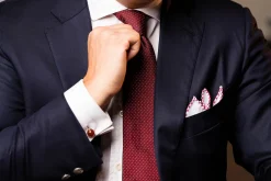 Burgundy & White Polka Dot Jacquard Silk Tie