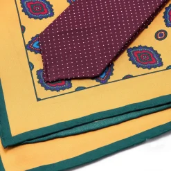 Burgundy & White Polka Dot Jacquard Silk Tie