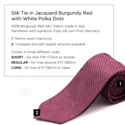 Burgundy & White Polka Dot Jacquard Silk Tie
