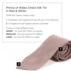Burgundy & White Prince of Wales Check Silk Tie