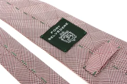 Burgundy & White Prince of Wales Check Silk Tie