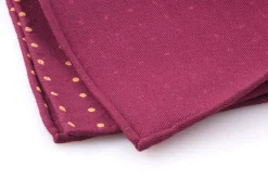 Burgundy & Yellow Polka Dot Wool Challis Pocket Square