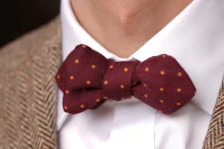 Burgundy & Yellow Polka Dot Wool Challis Bow Tie