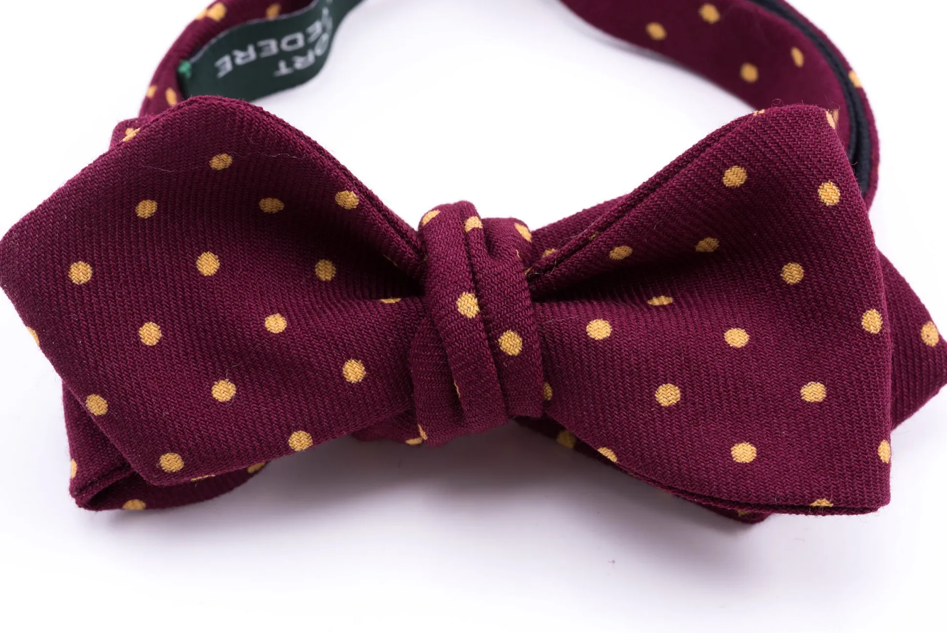 Burgundy & Yellow Polka Dot Wool Challis Bow Tie