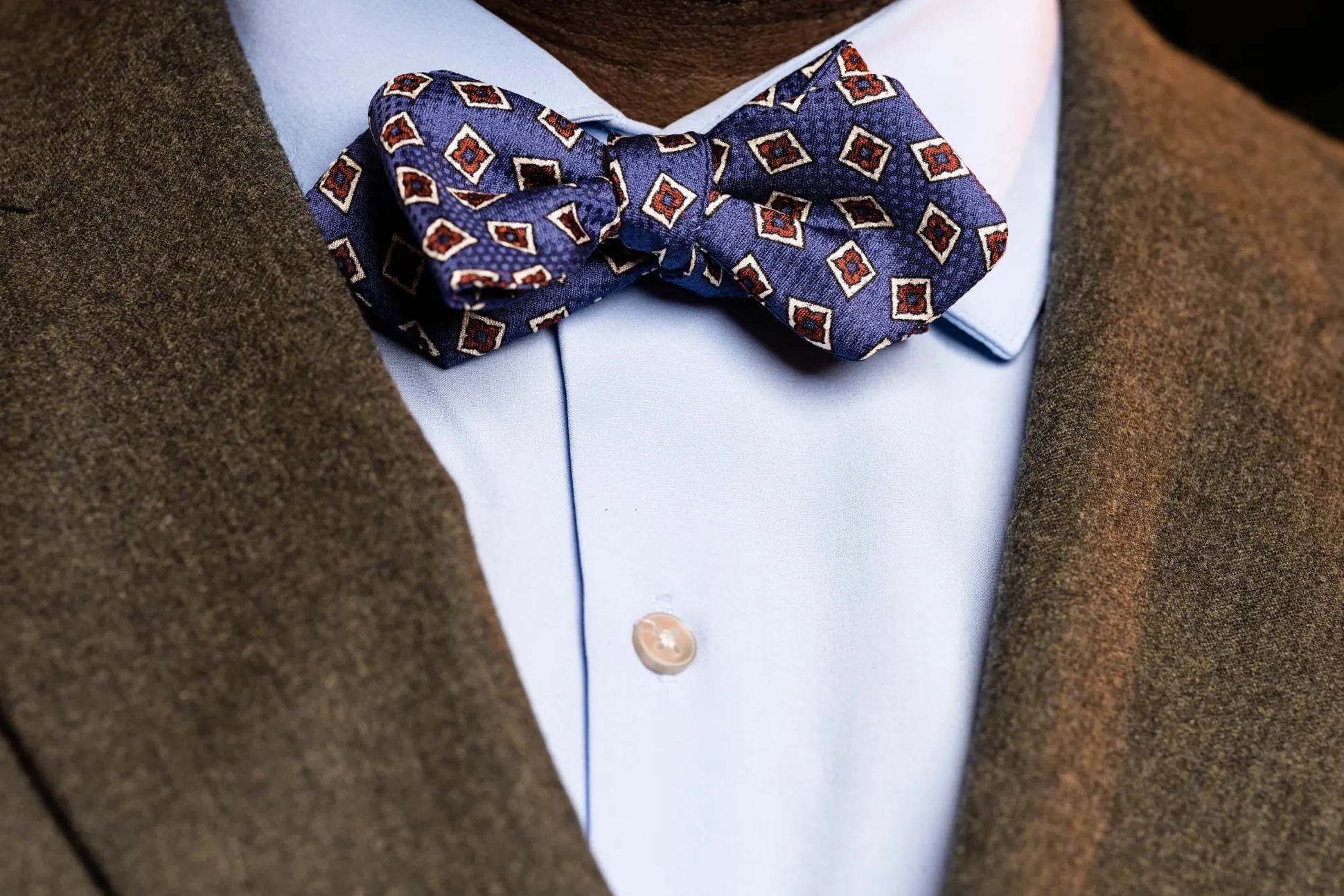 Butcher Blue Jacquard Woven Bow Tie