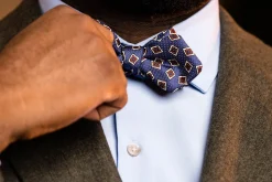 Butcher Blue Jacquard Woven Bow Tie