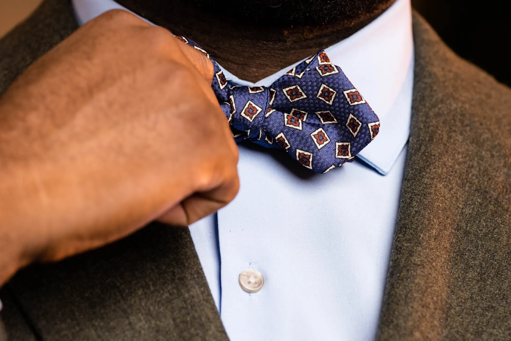 Butcher Blue Jacquard Woven Bow Tie