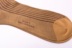 Caramel & Dark Burgundy Shadow Stripe Lightweight Cotton Socks
