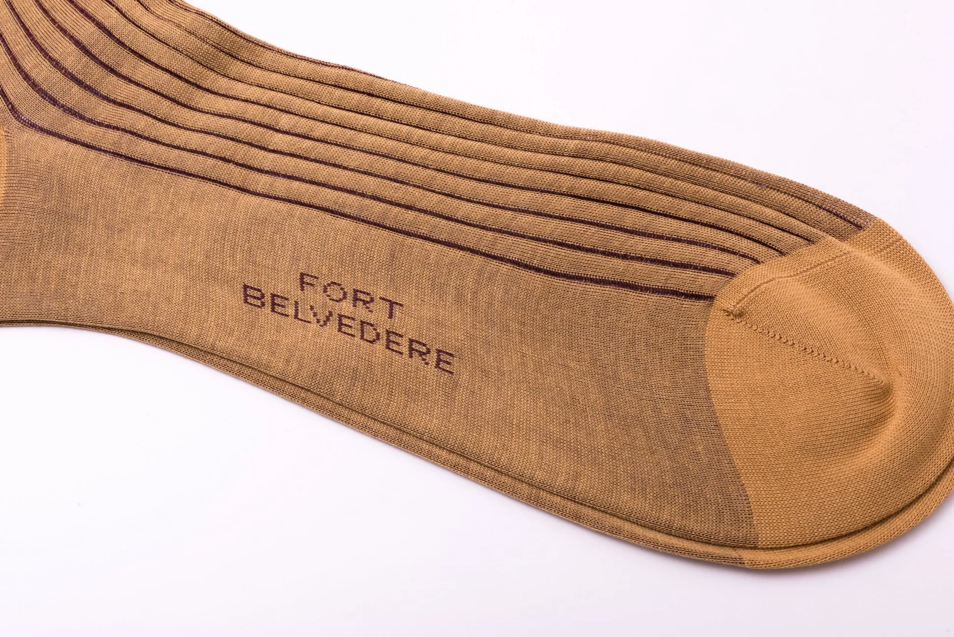 Caramel & Dark Burgundy Shadow Stripe Lightweight Cotton Socks