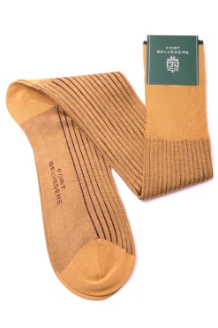 Caramel & Dark Burgundy Shadow Stripe Lightweight Cotton Socks
