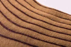 Caramel & Dark Burgundy Shadow Stripe Lightweight Cotton Socks