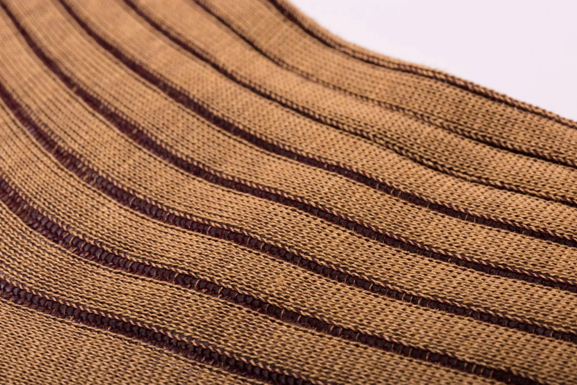 Caramel & Dark Burgundy Shadow Stripe Lightweight Cotton Socks