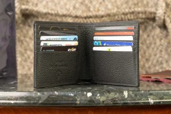 8 Card Classic Bifold Wallet in Black Togo Calf Leather