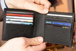 8 Card Classic Bifold Wallet in Black Togo Calf Leather