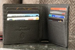 8 Card Classic Bifold Wallet in Black Togo Calf Leather