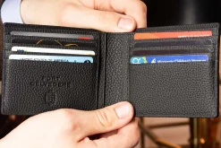 8 Card Classic Bifold Wallet in Black Togo Calf Leather