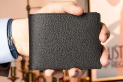 8 Card Classic Bifold Wallet in Black Togo Calf Leather