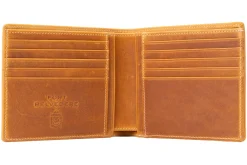 8 Card Classic Bifold Wallet in Vintage Gold Full-Grain Americana Leather