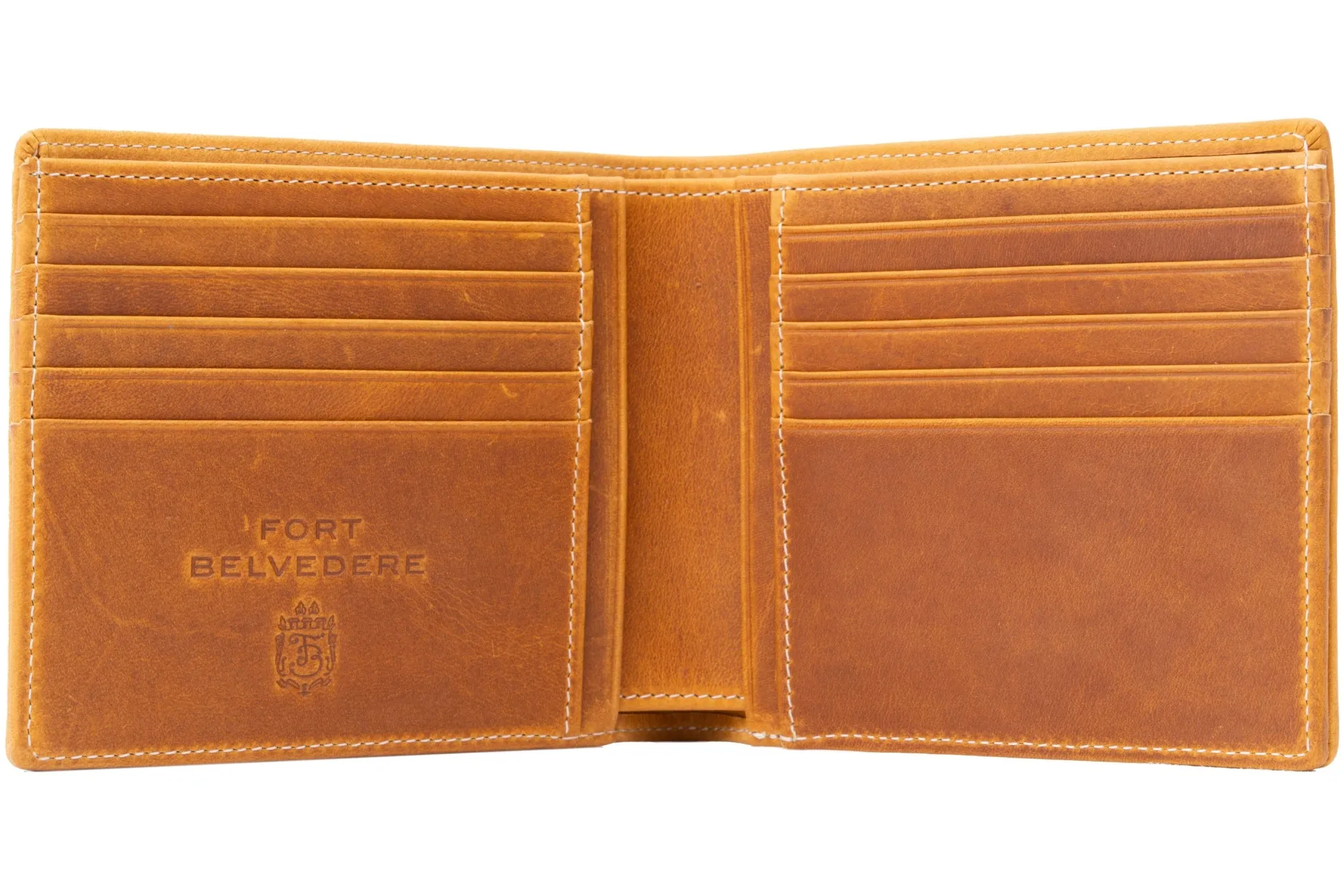 8 Card Classic Bifold Wallet in Vintage Gold Full-Grain Americana Leather