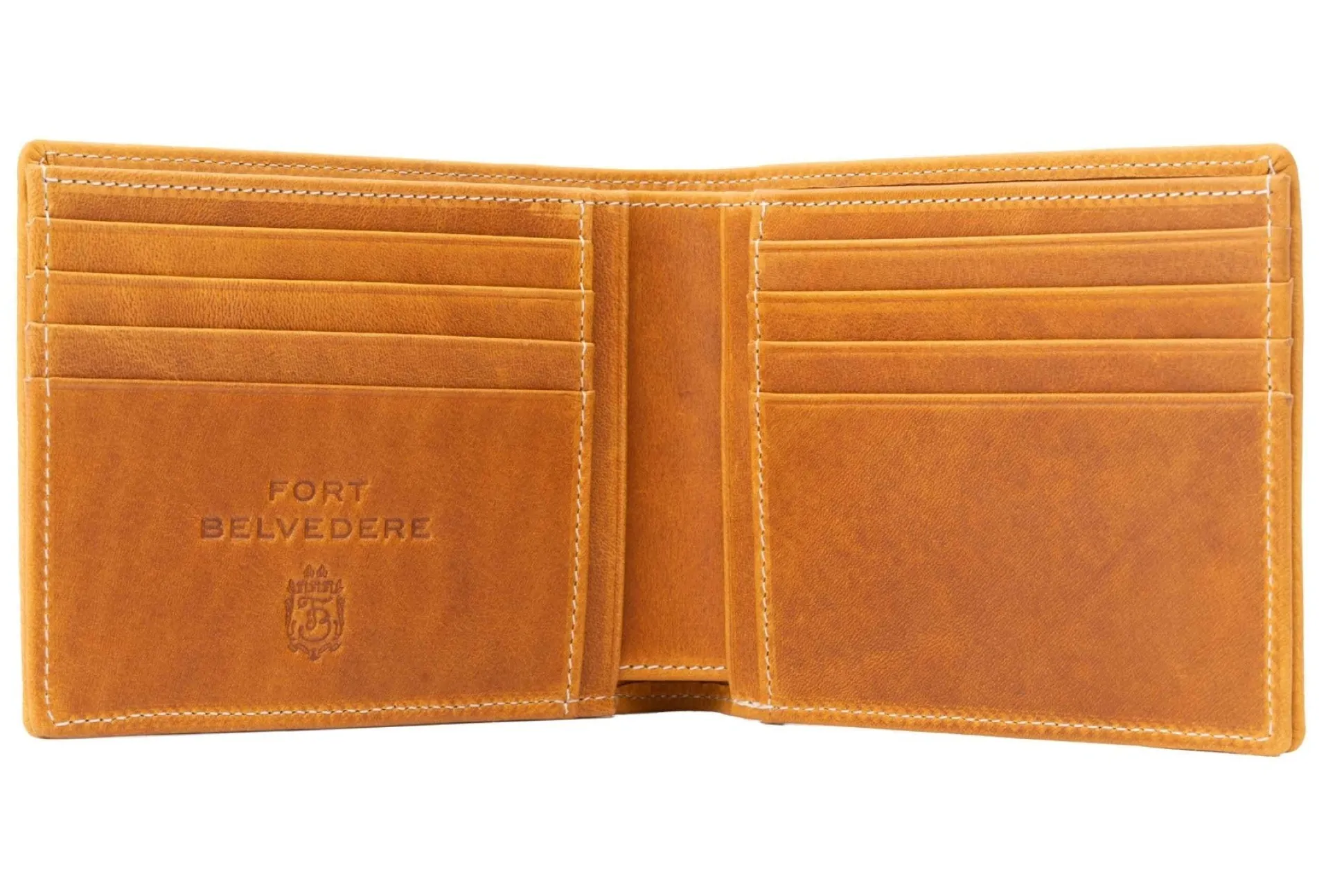 8 Card Classic Bifold Wallet in Vintage Gold Full-Grain Americana Leather