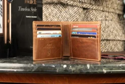 8 Card Classic Bifold Wallet in Saddle Brown Full-Grain Montecristo Leather