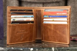 8 Card Classic Bifold Wallet in Saddle Brown Full-Grain Montecristo Leather