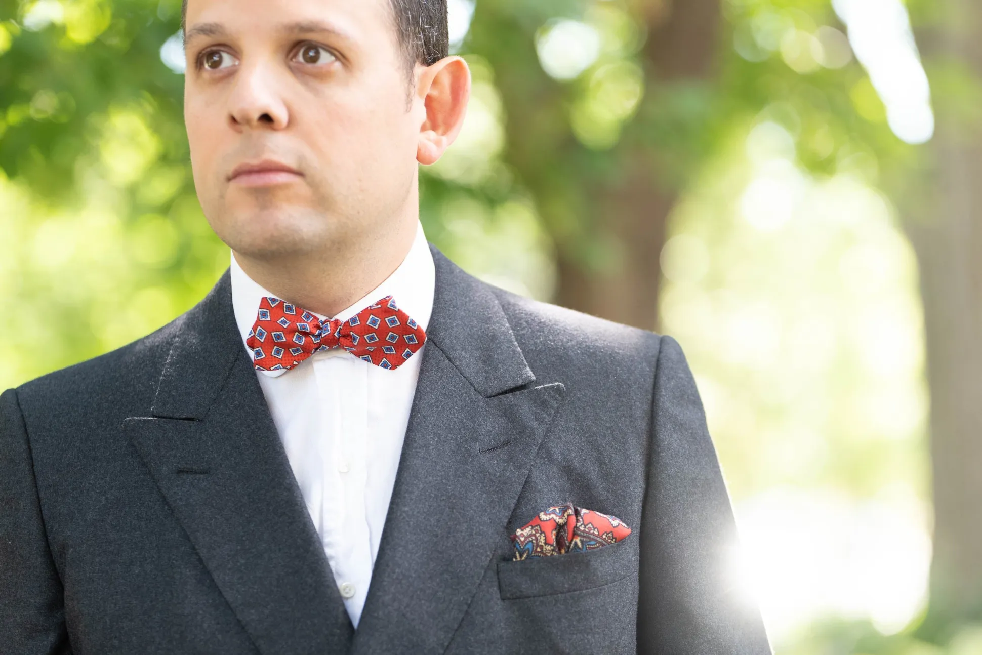 Cardinal Red Medallion Silk Wool Pocket Square