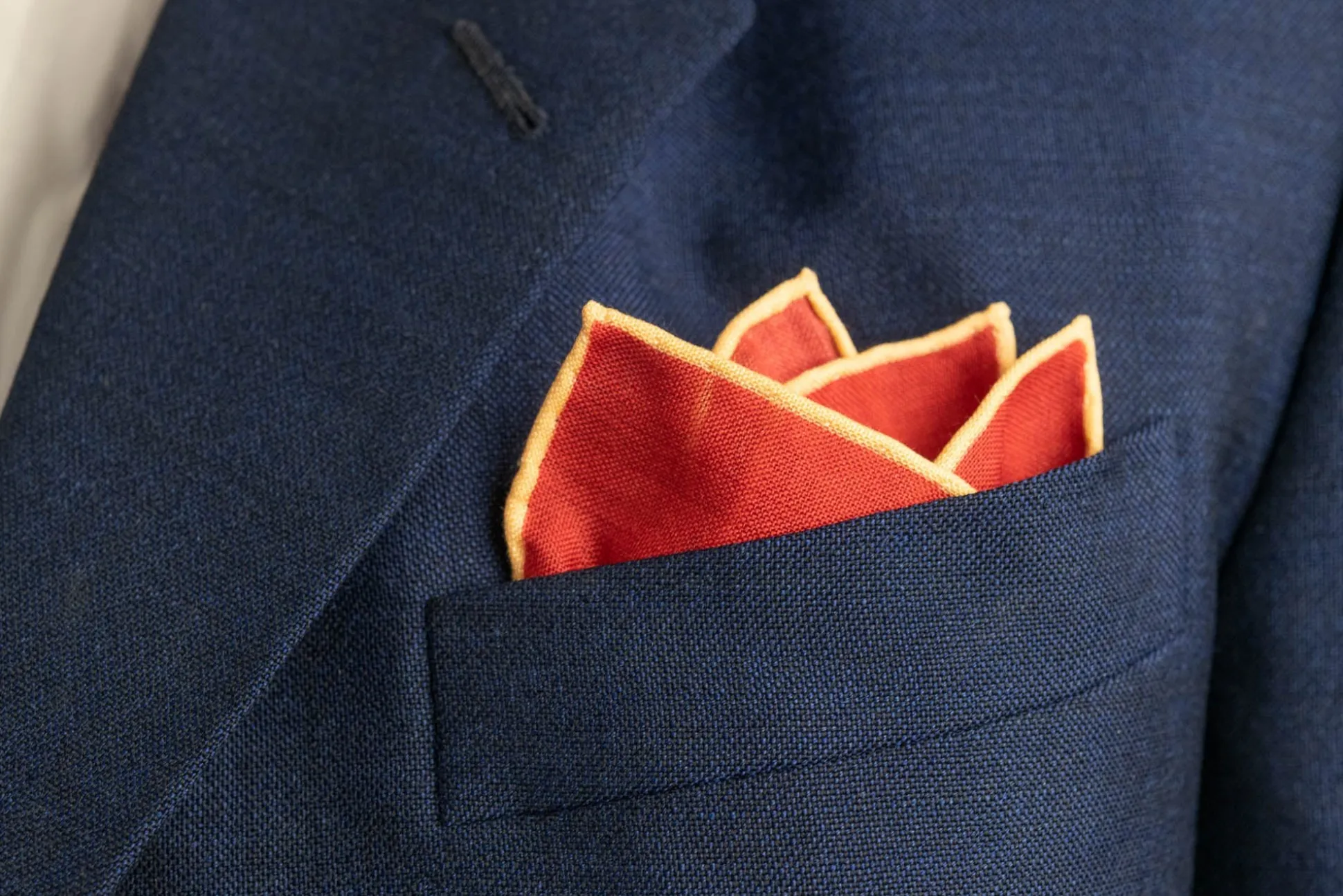 Cardinal Red Medallion Silk Wool Pocket Square