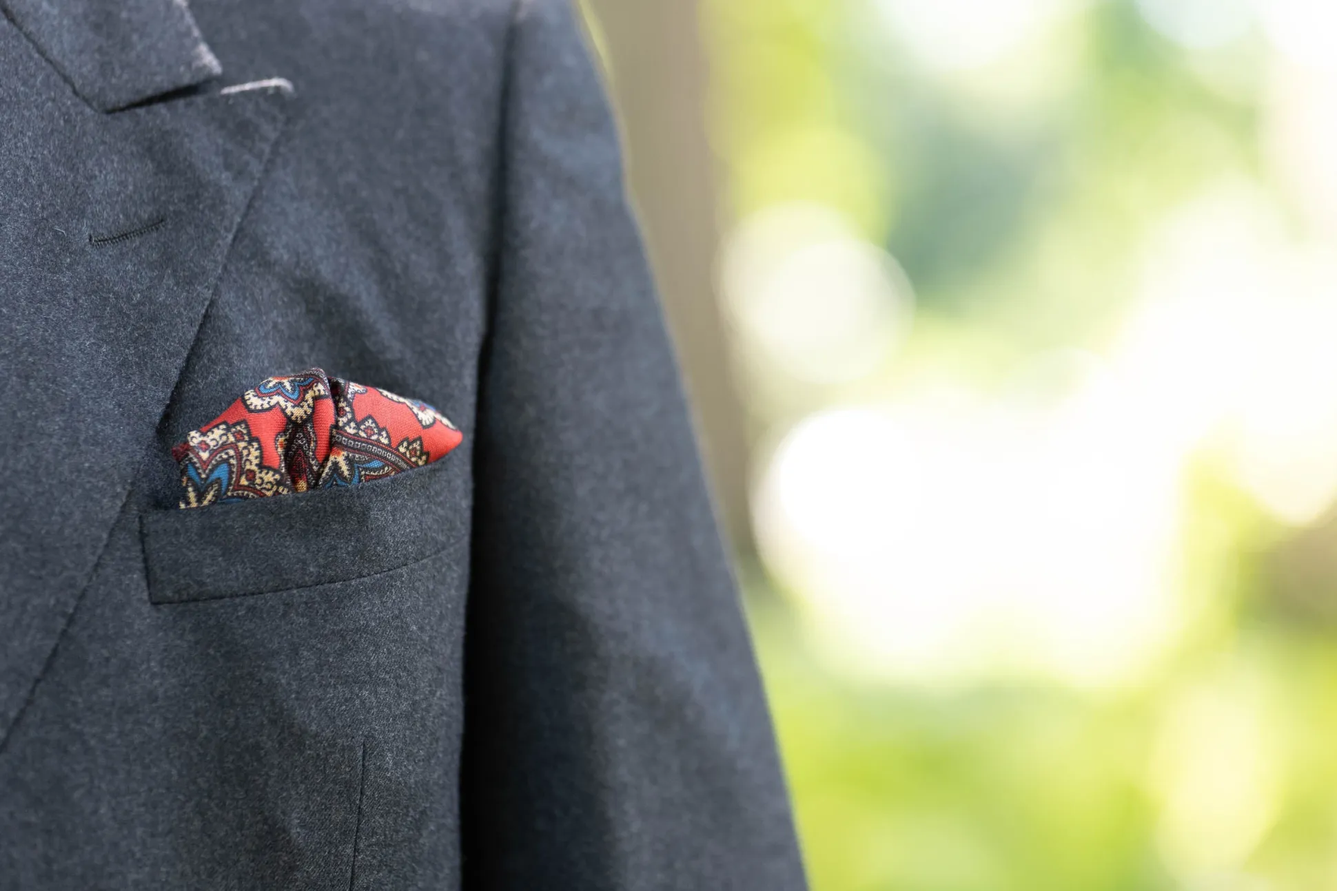 Cardinal Red Medallion Silk Wool Pocket Square