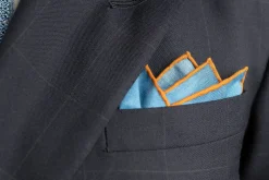 Cerulean Blue Art Deco Egyptian Scarab Pocket Square
