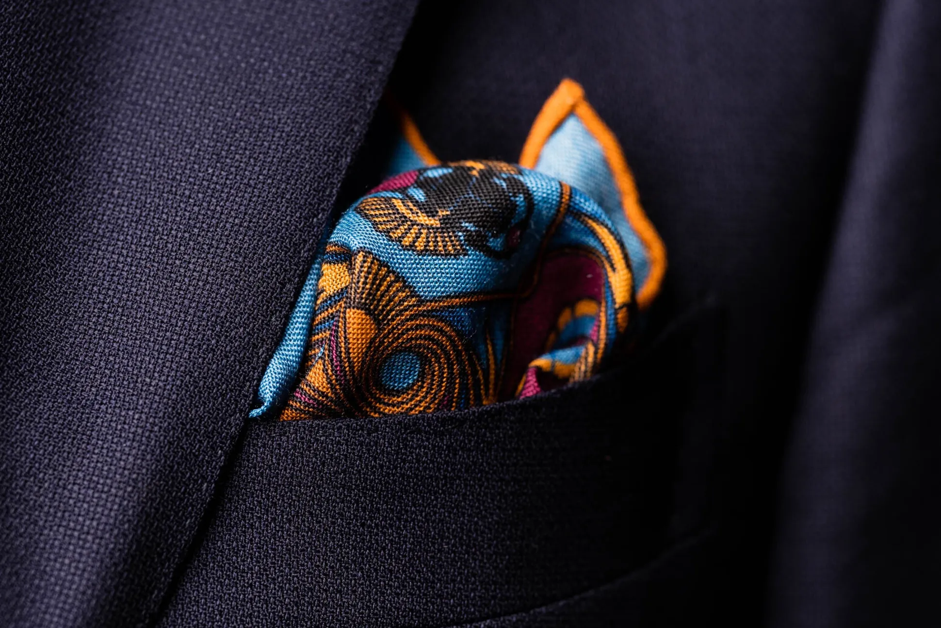 Cerulean Blue Art Deco Egyptian Scarab Pocket Square
