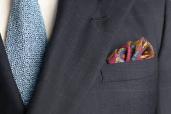Cerulean Blue Art Deco Egyptian Scarab Pocket Square