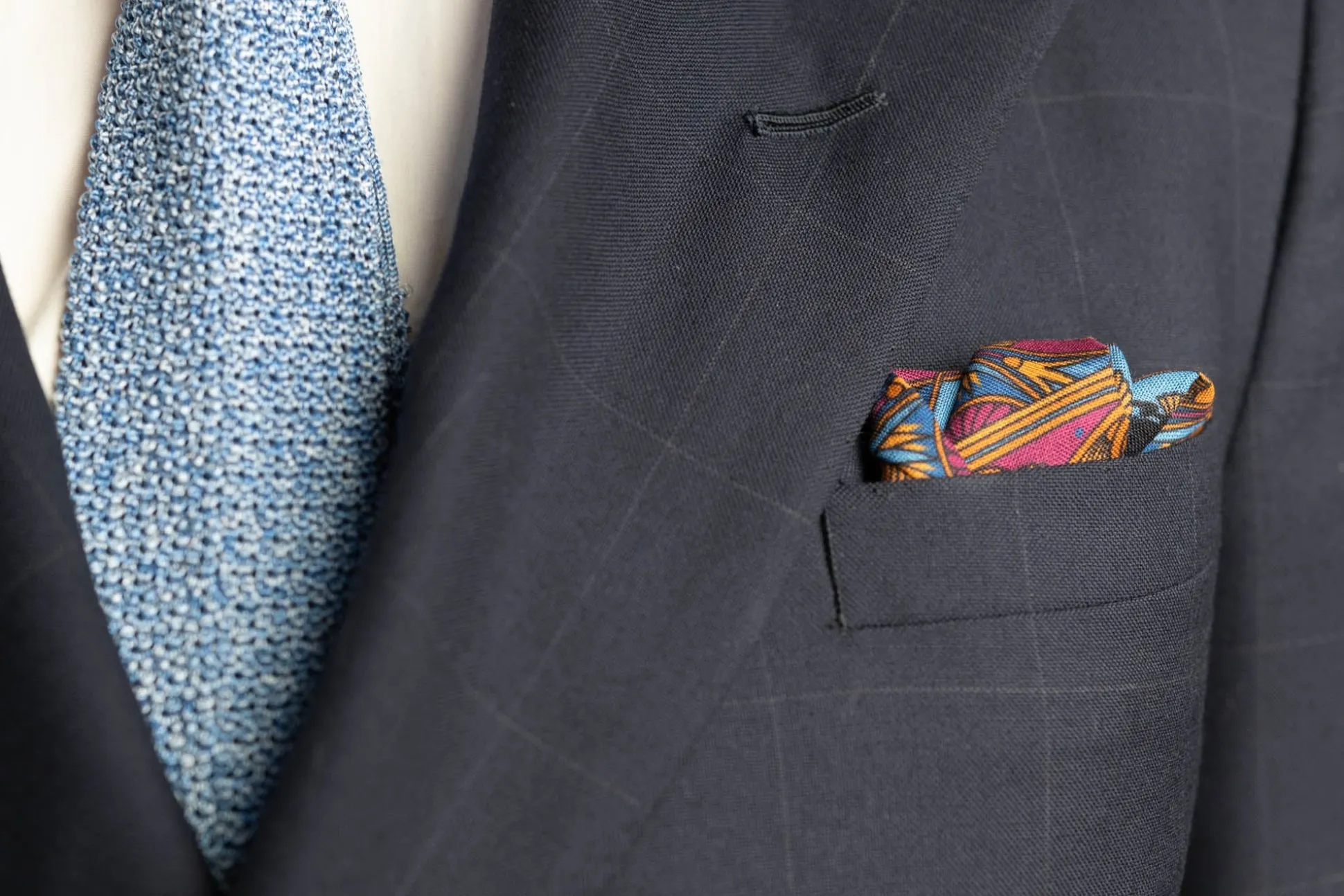 Cerulean Blue Art Deco Egyptian Scarab Pocket Square
