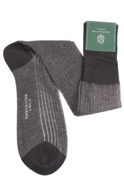Charcoal & Light Gray Shadow Stripe Lightweight Cotton Socks