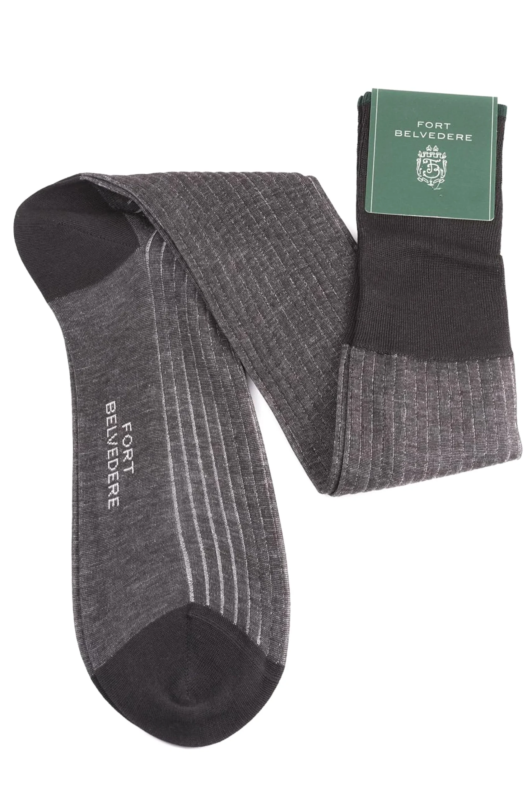 Charcoal & Light Gray Shadow Stripe Lightweight Cotton Socks