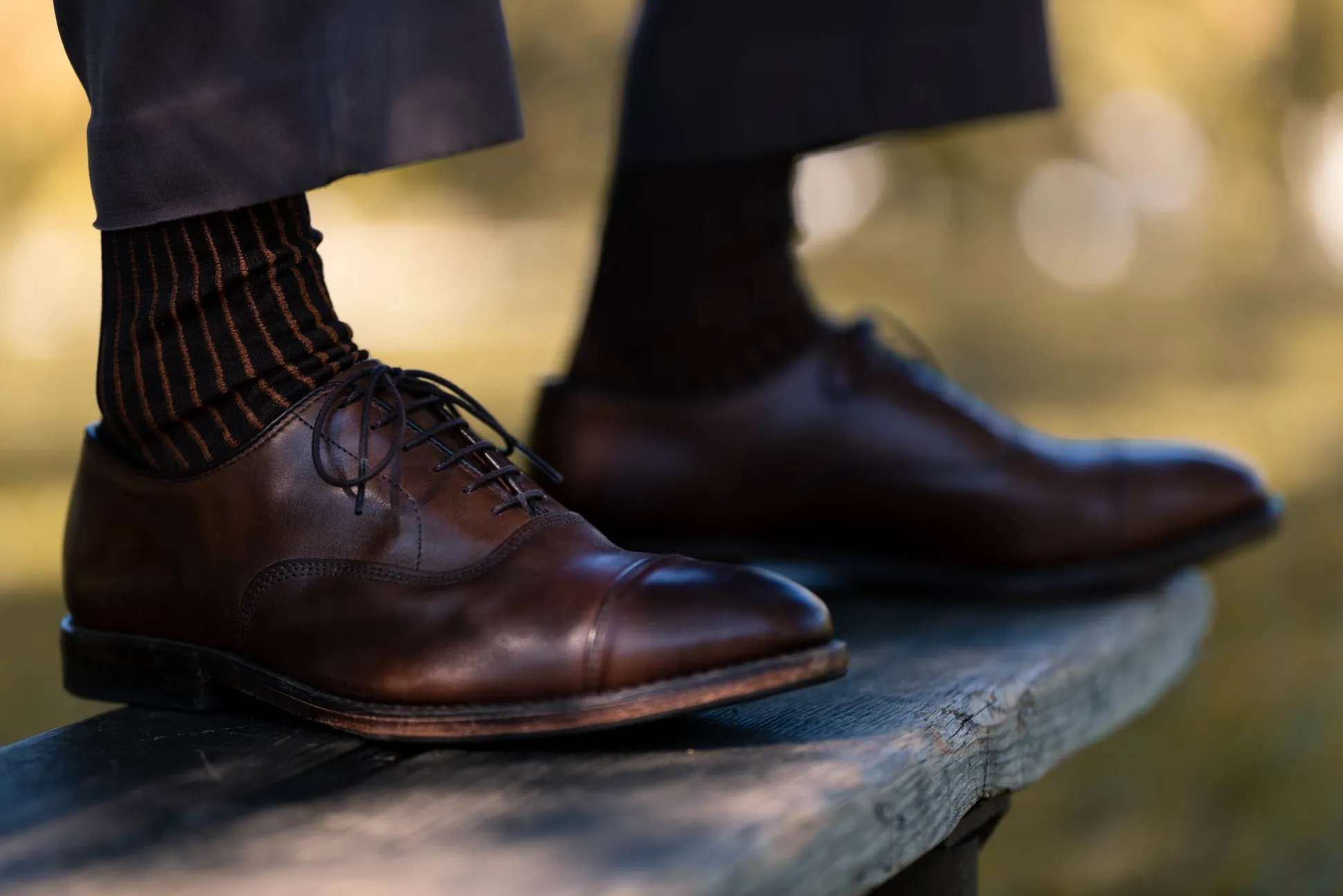 Charcoal & Orange Shadow Stripe Lightweight Cotton Socks