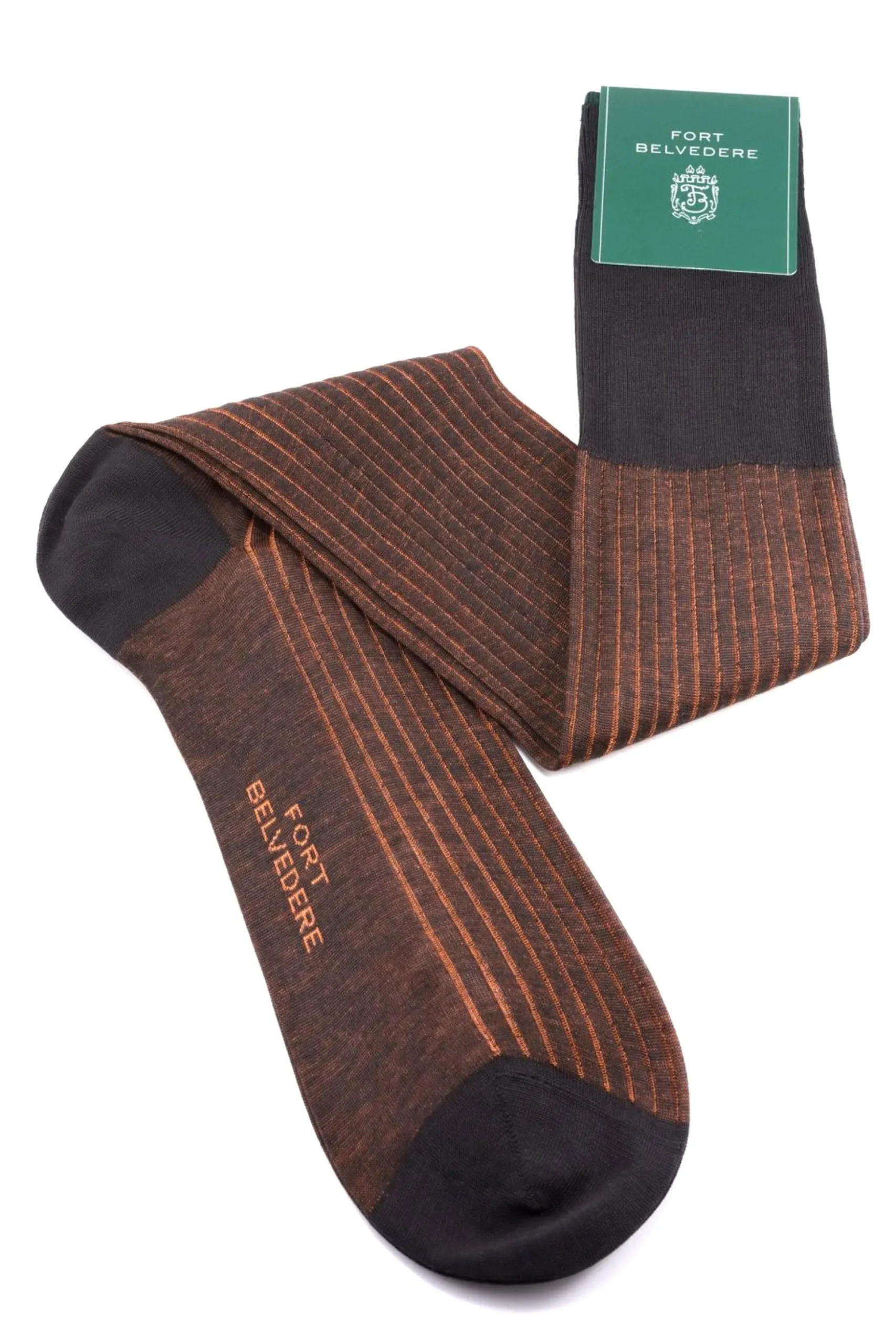 Charcoal & Orange Shadow Stripe Lightweight Cotton Socks