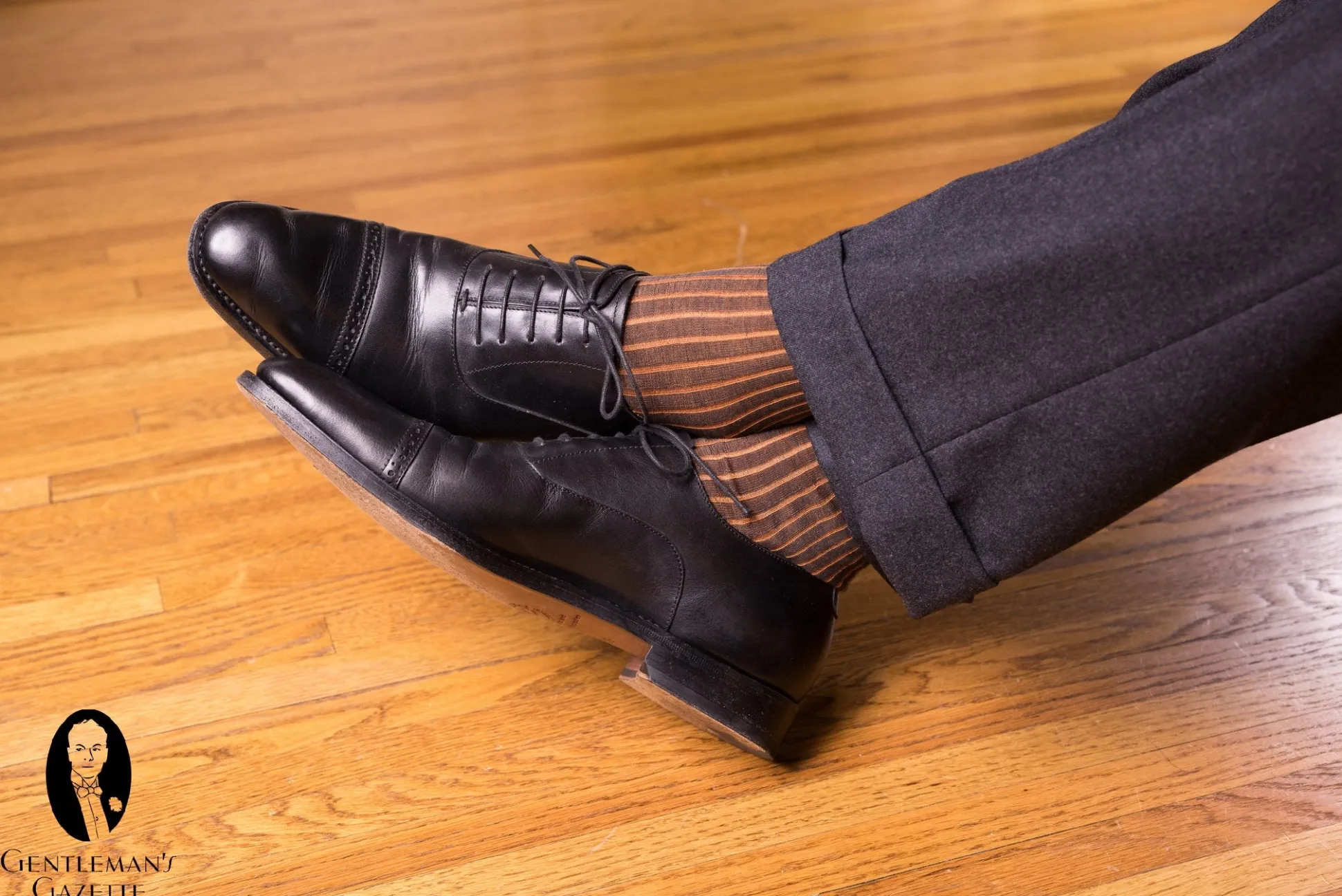Charcoal & Orange Shadow Stripe Lightweight Cotton Socks