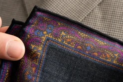 Charcoal & Yellow Paisley Silk-Wool Pocket Square