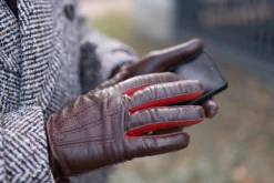 Chestnut Brown Touchscreen Lamb Nappa Leather Gloves